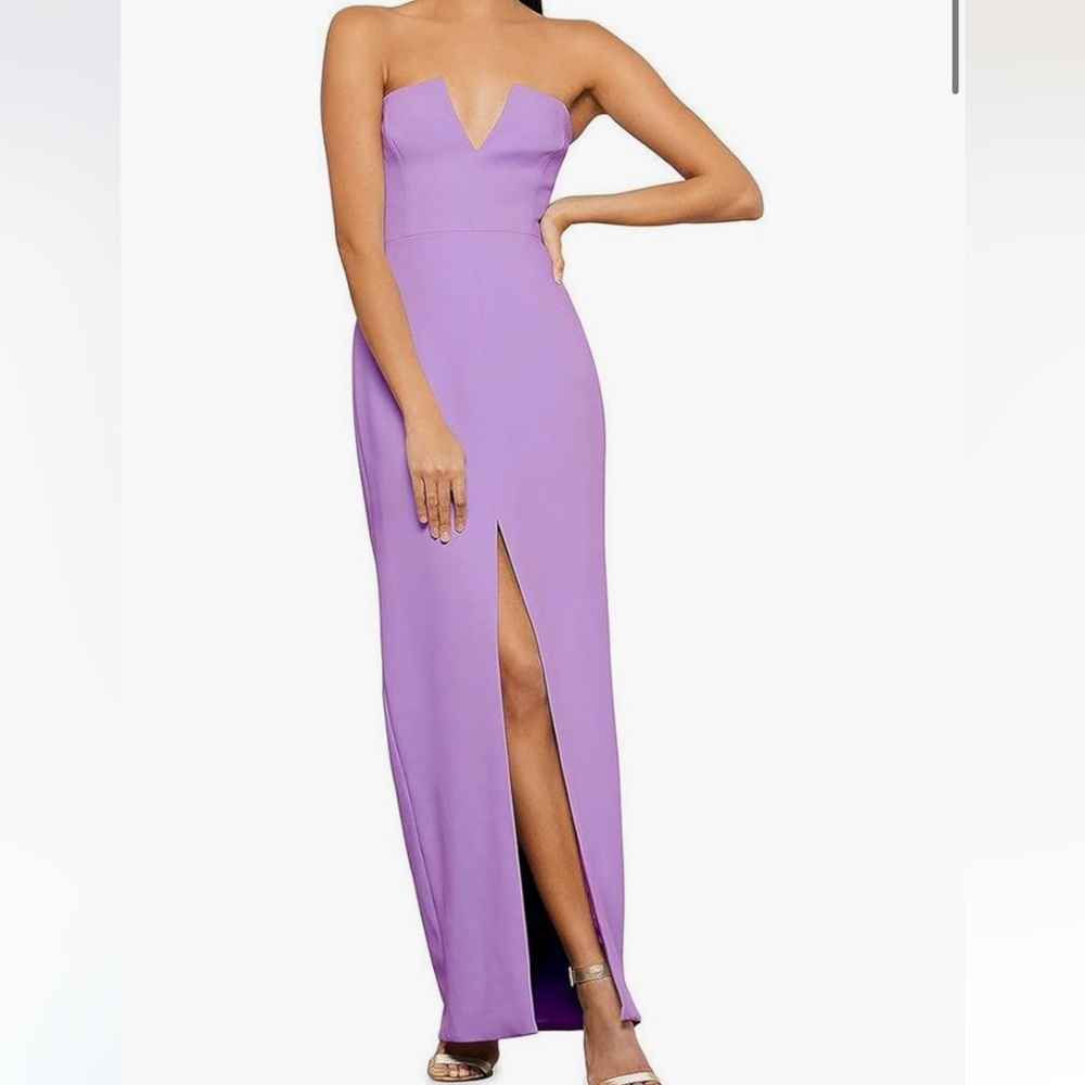 BCBG purple strapless dresss